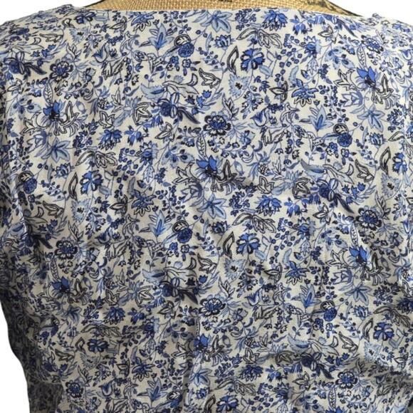 Loft Floral Blue White Midi Jungle Jacquard‎ Wrap Midi Dress Size 6 Small New - Picture 6 of 11